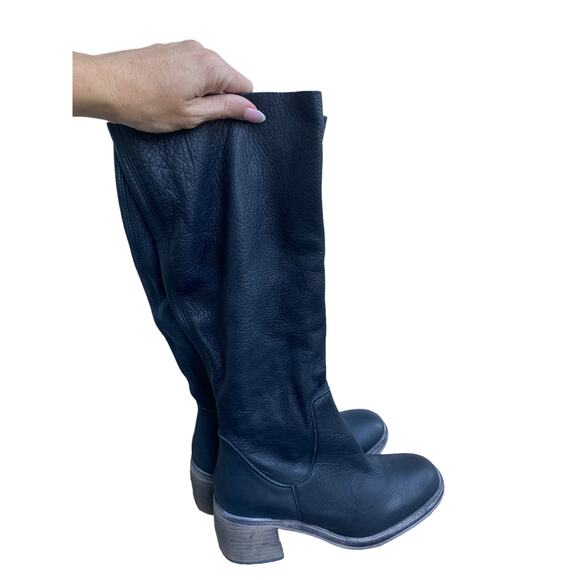 Free People Boot Essential Tall Leather Slouch Knee 38 Block Heel NEW - Picture 3 of 6